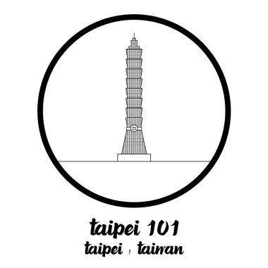Taipei 101 binasının etrafında daire çiz. vektör illüstrasyonu