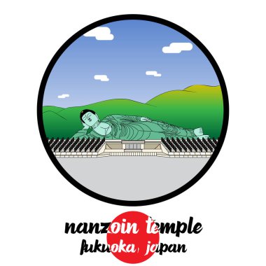 Simge hattı Nanzoin Tapınağı 'nı çember yapın. vektör illüstrasyonu