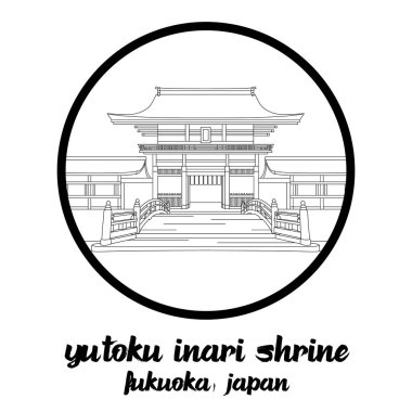 Simge hattı Yutoku Inari Tapınağı 'nı çember yapın. vektör illüstrasyonu