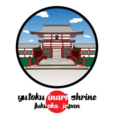 Simge hattı Yutoku Inari Tapınağı 'nı çember yapın. vektör illüstrasyonu