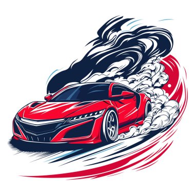 Sport car Drift dönüşü. Vektör illüstrasyonu