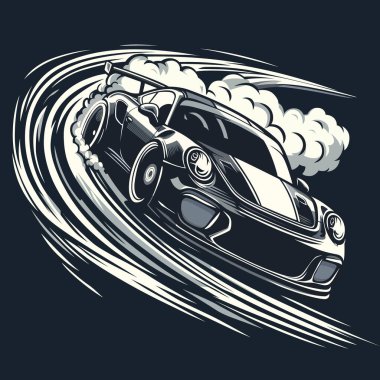Sport car Drift dönüşü. Vektör illüstrasyonu