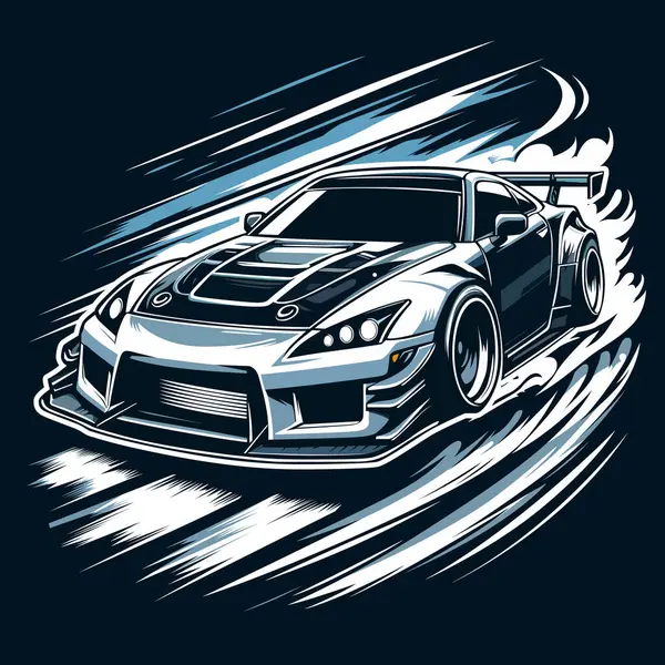Sport car Drift dönüşü. Vektör illüstrasyonu
