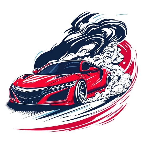 Sport car Drift dönüşü. Vektör illüstrasyonu