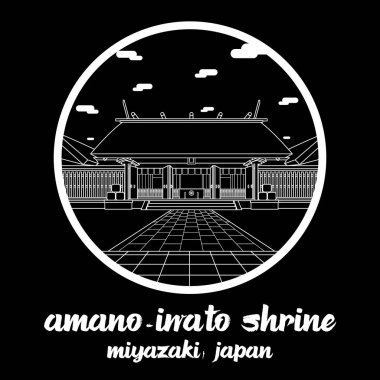 Çember çizgisi Amano-iwato Tapınağı. vektör illüstrasyonu