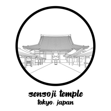Icon Sensouji Tapınağı 'nın etrafını sarın. vektör illüstrasyonu