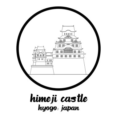 Çember Simgesi Himeji Kalesi. Vektör illüstrasyonu