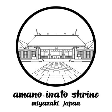 Çember çizgisi Amano-iwato Tapınağı. vektör illüstrasyonu