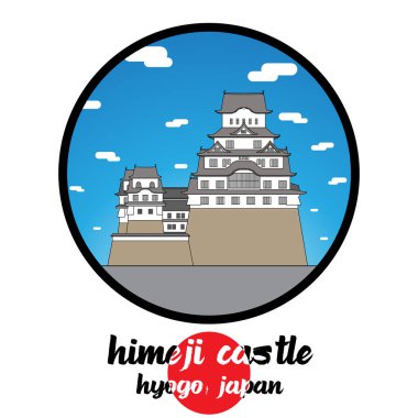 Çember Simgesi Himeji Kalesi. Vektör illüstrasyonu