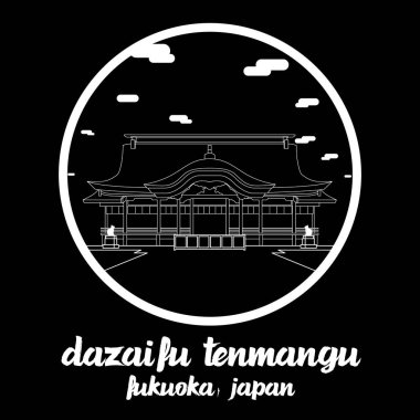 Çember çizgisi Dazaifu Tenmangu. vektör illüstrasyonu