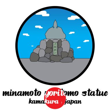 Çember çizgisi Minamoto Yoritomo Heykeli. vektör illüstrasyonu