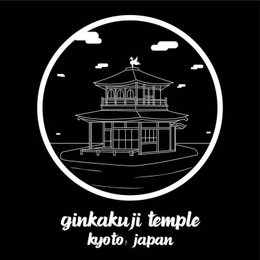 Icon Ginkakuji Tapınağı 'nın etrafını sarın. Vektör illüstrasyonu