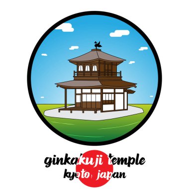 Icon Ginkakuji Tapınağı 'nın etrafını sarın. Vektör illüstrasyonu