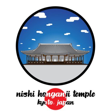 Icon Nishi Honganji Tapınağı 'nın etrafını sarın. Vektör illüstrasyonu