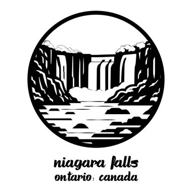 Icon Icon Niagara Şelalesi Kanada. Vektör illüstrasyonu