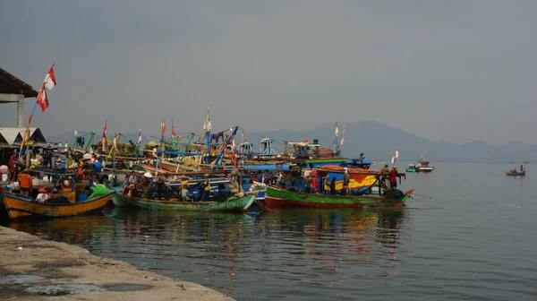 Estacionamiento Barcos Gudang Lelang Lampung Sumatra — Foto de Stock