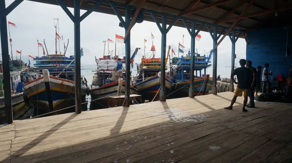 Boats Parking Gudang Lelang Lampung Sumatra — Stock Photo, Image