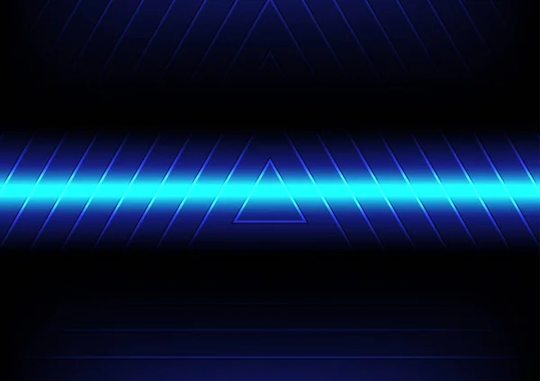 Blaues Horizontal Leuchtendes Neonlicht Mit Mehrfachem Dreieck Hintergrund — Stockvektor
