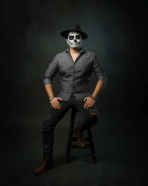 Портрет Кэтрин Типичный Мексиканский Характер День Мертвых Хэллоуин Макияж — стоковое фото