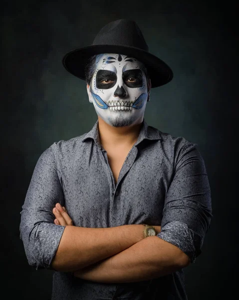 Catrinin Portrét Typický Mexický Charakter Den Mrtvých Halloween Usmíří — Stock fotografie