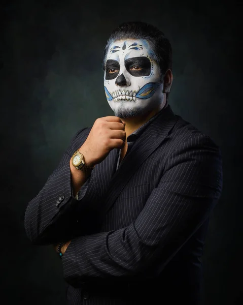 Retrato Catrin Caráter Mexicano Típico Dia Dos Mortos Halloween Compõem — Fotografia de Stock
