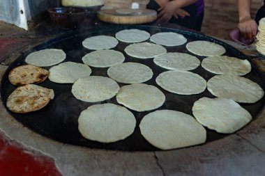 Geleneksel Lezzetli Taze Mısır Tortilla Pişirme Süreci