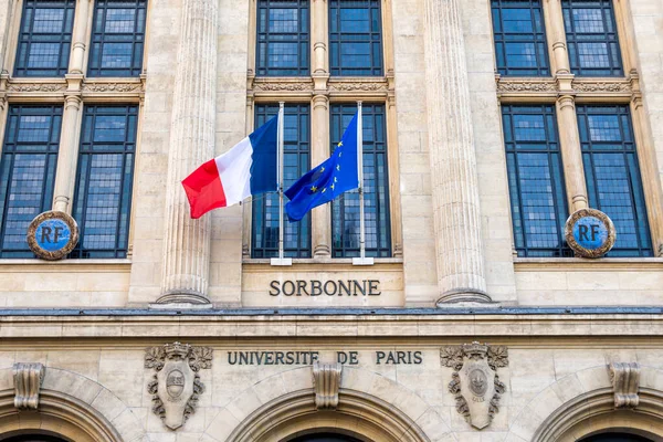 Párizs Franciaország Április 2023 Külső Kilátás Sorbonne Homlokzatára Híres Francia — Stock Fotó