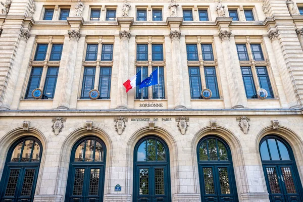 法国巴黎 2023年4月21日 法国名牌大学Sorbonne的立面和主要入口外景 — 图库照片