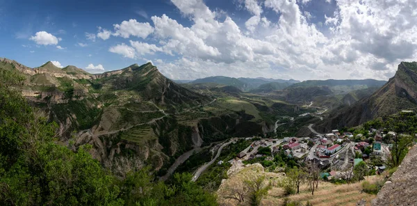 stock image Panorama of Gunib (also spelled Ghunib or Gounib), village in the North Caucasus mountains located in the Republic of Dagestan, Federation of Russia