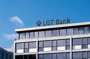 Geneva, Switzerland - November 15, 2024: Exterior view of the LGT Bank building. LGT Bank (Liechtenstein Global Trust) is the asset and wealth management group of the Princely House of Liechtenstein clipart