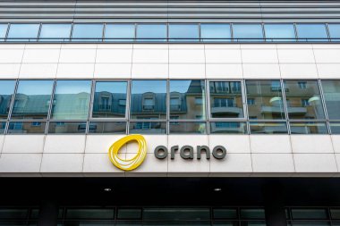 Chatillon, France - January 5, 2025: Facade of the headquarters of Orano (formerly Areva), a French multinational company specializing in nuclear fuel business clipart