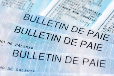 Fransa 'da çalışan ve işverenler tarafından ödenen sosyal güvenlik katkı payları ve vergilerinden bazılarıyla birlikte çok sayıda Fransız maaş bordrosunun (