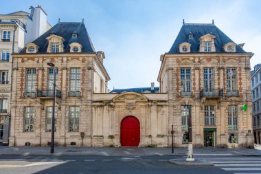 Paris, France - March 17, 2025: Exterior view of the Hotel de Mayenne, home to the Francs Bourgeois - La Salle school, a private educational establishment with elementary, middle and high school clipart