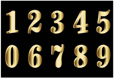 Numaralar Altın 3D Görüntü Vektörü