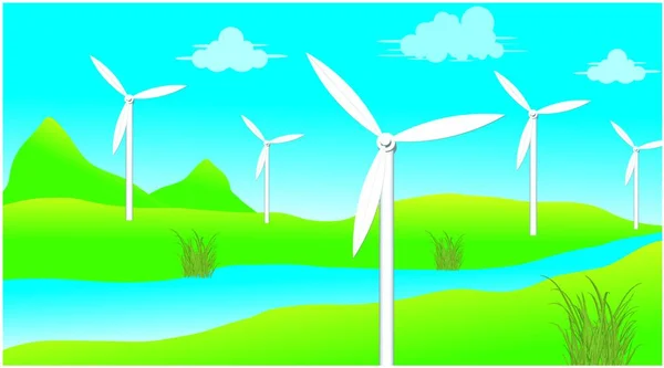 Wind Turbines Field — Stock Vector