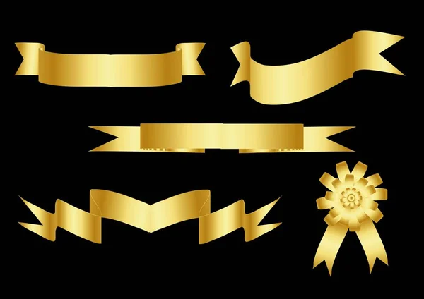 金色の装飾リボンデザインのヴィンテージリボン — ストックベクタ