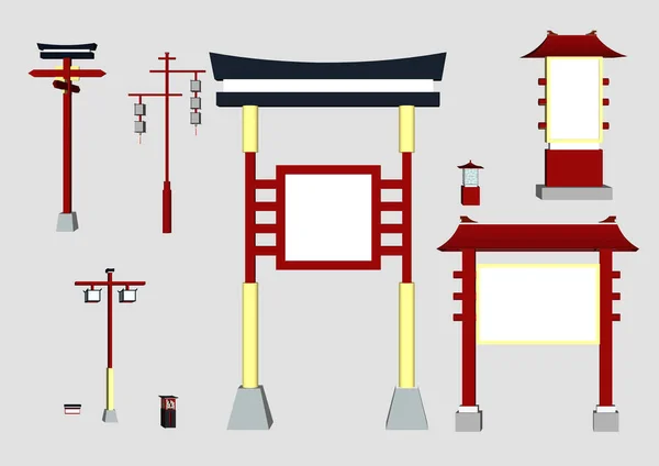 Chinese Style Signboard Japanese Pillar — Wektor stockowy