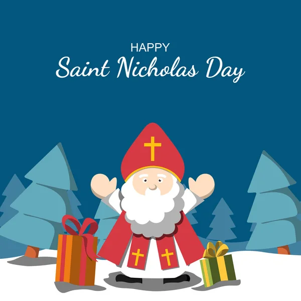 stock vector Happy Saint Nicholas Day background. Design with cartoon character. Vector illustration.