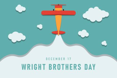 Wright Kardeşler Günü geçmişi. Kağıt stili tasarım. Vektör illüstrasyonu.