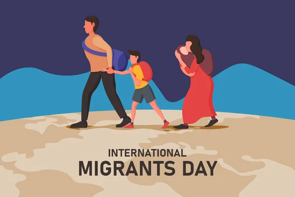 Fundo Dia Internacional Dos Migrantes Ilustração Desenho Vetor —  Vetores de Stock
