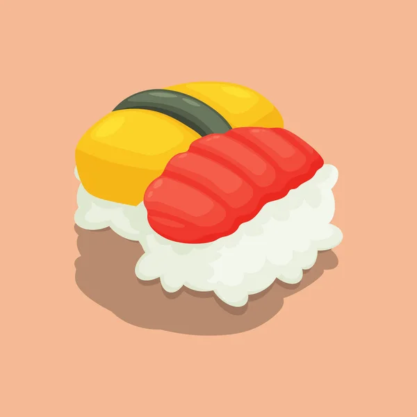 Σούσι Ιαπωνικό Φαγητό Σχεδιασμός Στυλ Κινουμένων Σχεδίων Εικονογράφηση Διανυσματικού Σχεδιασμού — Διανυσματικό Αρχείο