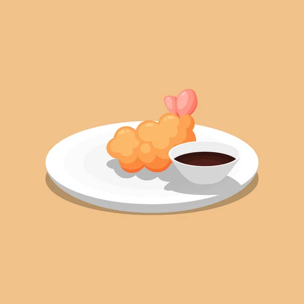 Tempura Japanese Food Design Cartoon Vector Design Illustration — Stock Vector