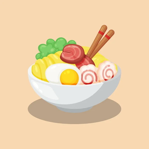 Ramen Ιαπωνία Τροφίμων Σχέδιο Κινούμενα Σχέδια Εικονογράφηση Διανυσματικού Σχεδιασμού — Διανυσματικό Αρχείο