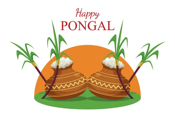 Happy Pongal Hintergrund Design Zum Feiern Vektor Illustrationsdesign — Stockvektor