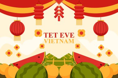 Tet Eve Vietnam geçmişi. Vektör illüstrasyon tasarımı.