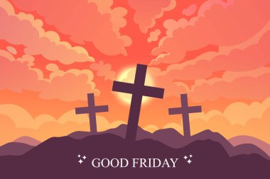 İyi Cuma arkaplanı. Dindar Hıristiyan Tarihi. Vektör illüstrasyon arkaplanı.