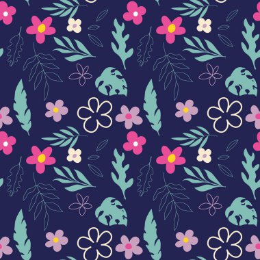 Çiçek biçimli, pürüzsüz desen. Tekrar et. Vektör illüstrasyonu.