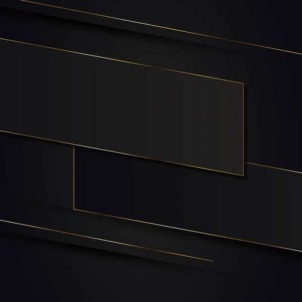 Bannière Rayures Noires Avec Fond Lignes Dorées Illustration Vectorielle — Image vectorielle
