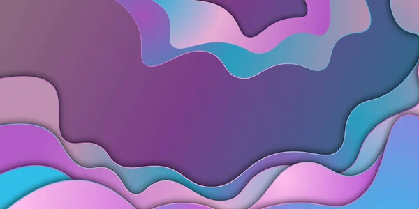 Blauw Paars Roze Verloop Papercut Stijl Achtergrond Vectorillustratie — Stockvector