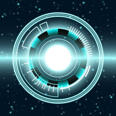 Teknoloji konsepti devre kartı dijital arka planı. Fütürist mavi neon. Vektör illüstrasyonu.